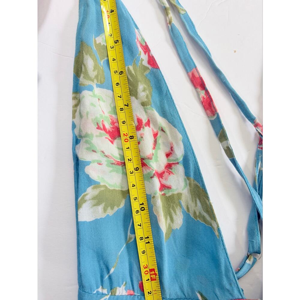 Faithfull The Brand Blue Floral Strappy Maxi Dress Women’s Size 6 100% Rayon - Picture 11 of 14